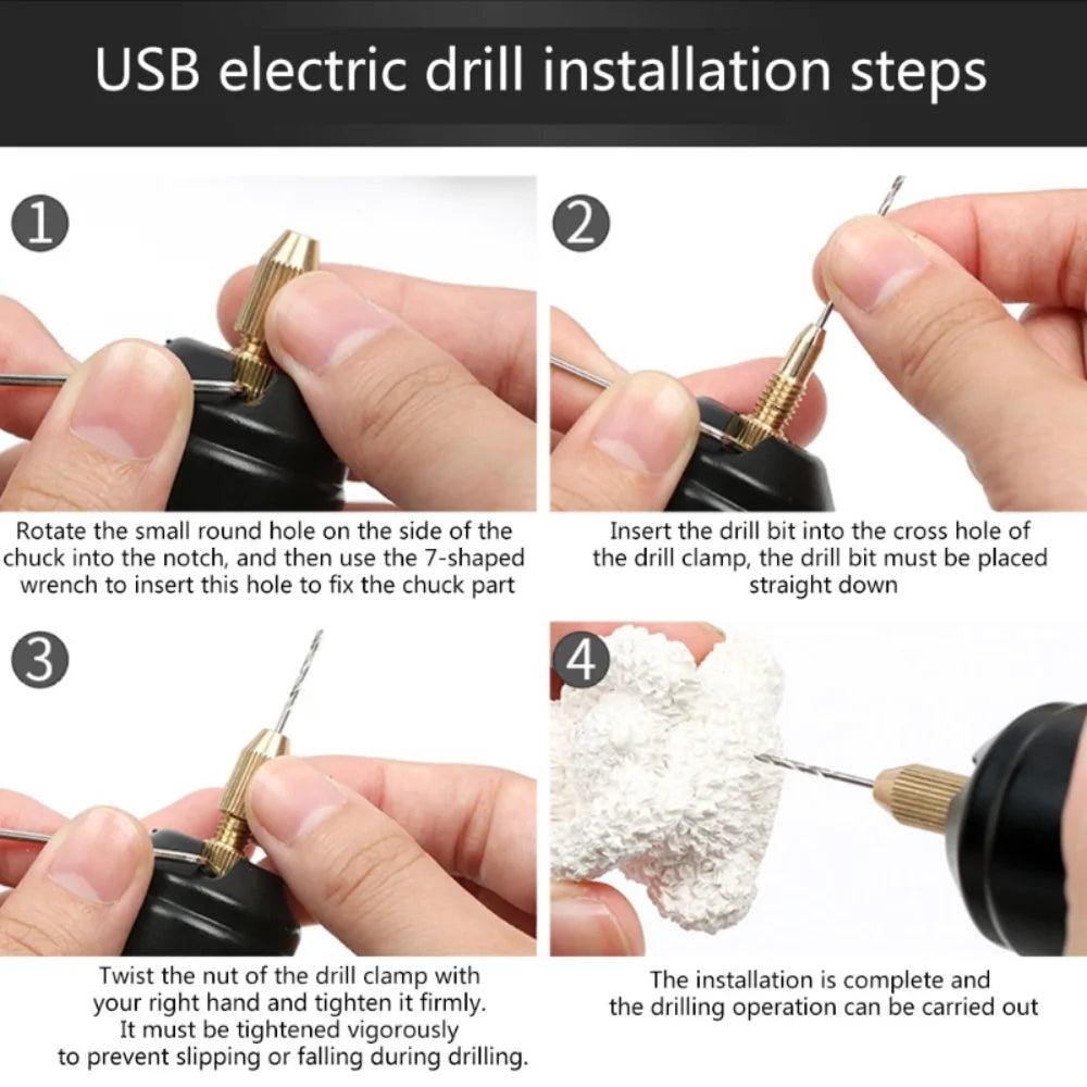 Handheld Mini Electric Drill USB DIY Tool for Epoxy Resin Jewelry Making Wood Craft Engraving Pen