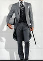 Italian Gentleman Style (Jacket +Pants +Vest)  Wedding Man Long Tail Coat Groom Prom Tuxedos Formal Mens Suits terno masculino