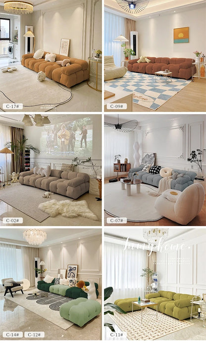 Any Size Custom Cream Teddy Fabric Modular Sofa Combine Modules High Elastic Latex Foam Fill Nordic Minimalist Living Room Sofa