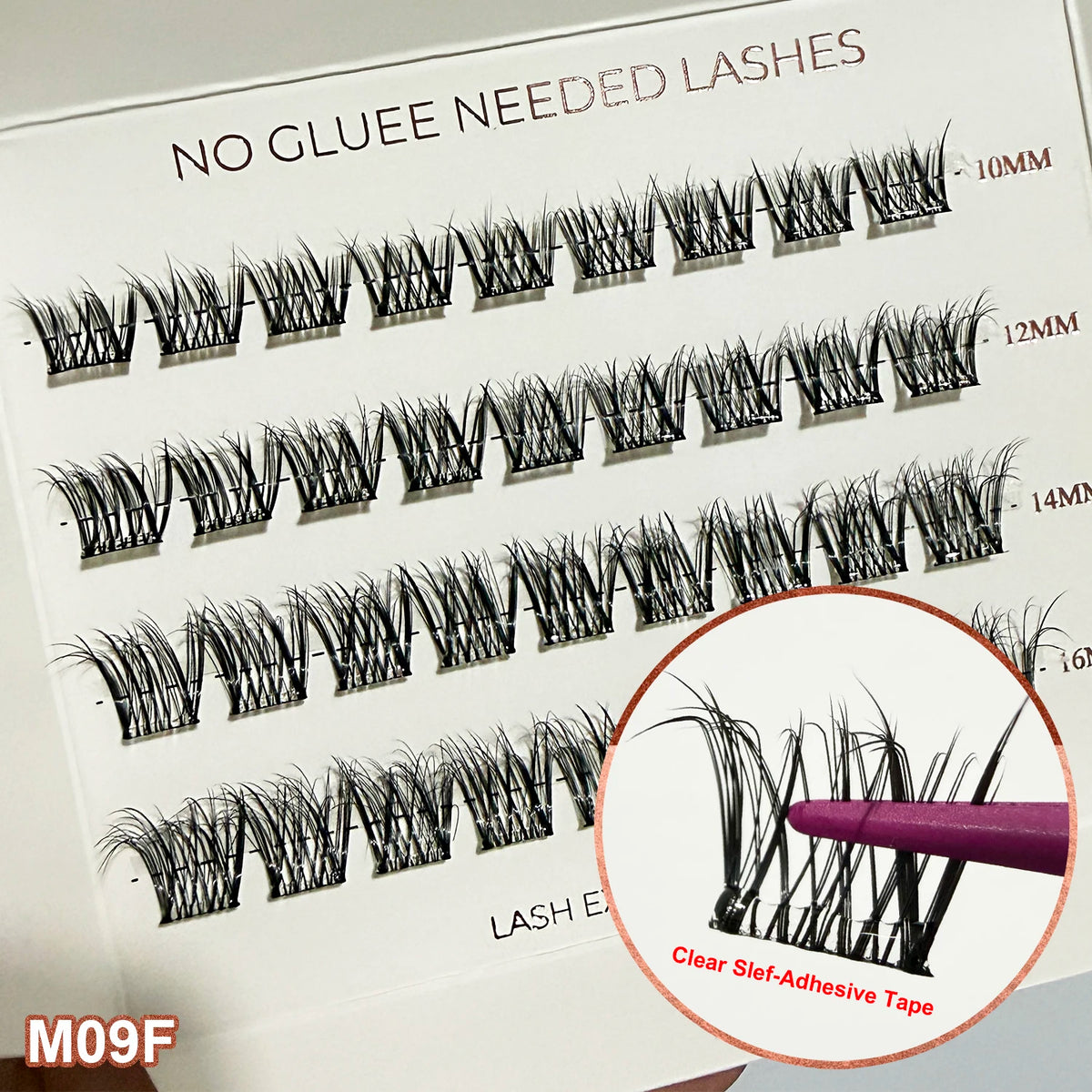 2‑5 Days Strong Hold Press On Cluster Lashes Wide Black Pre‑glued Band Self Adhesive Eyelashes NEW No Glue Need Lash Clusters