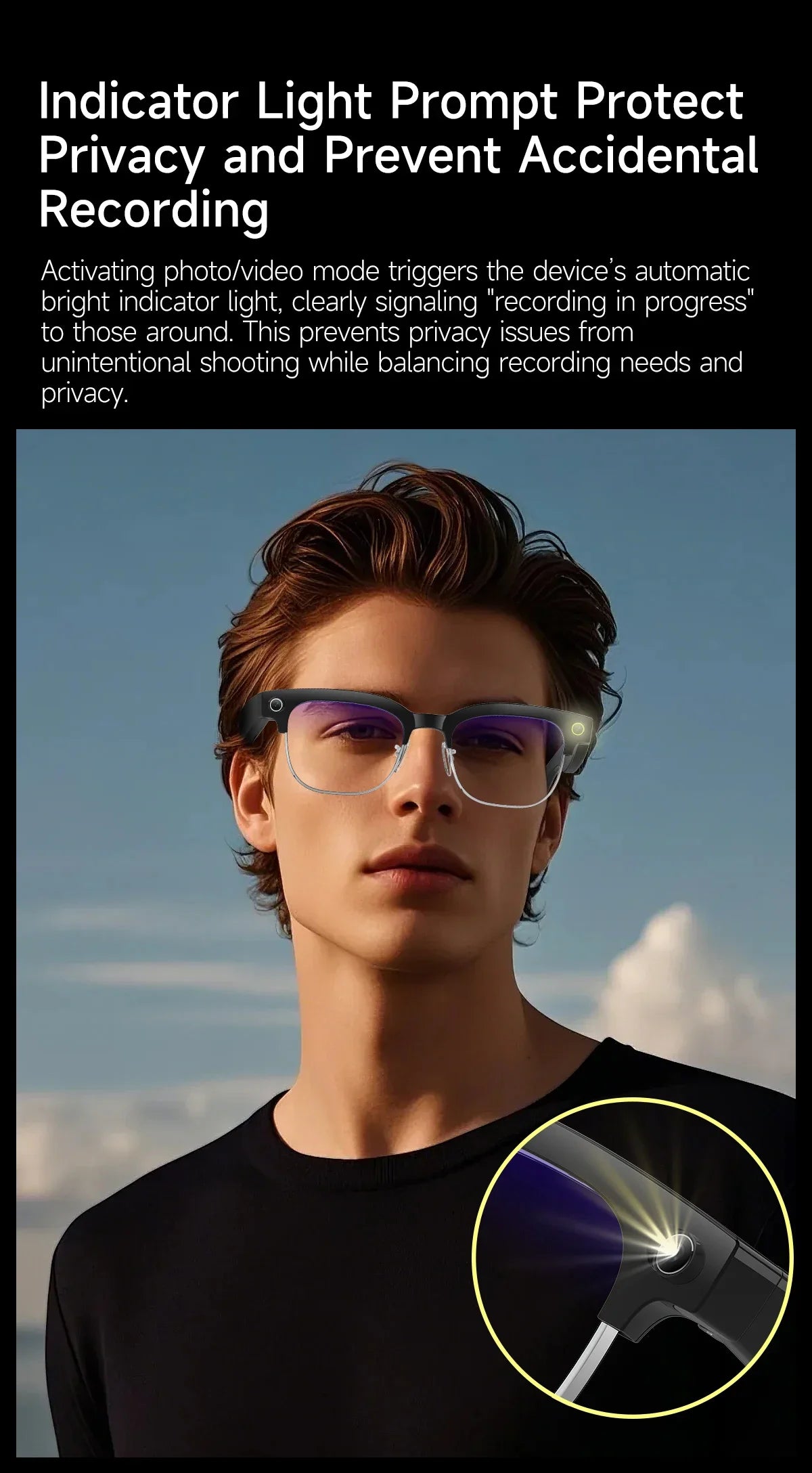W630 800W HD Smart Glasses for Men And Women AI Intelligent Translation WiFi Transmission Photo & Video Recording Glasses