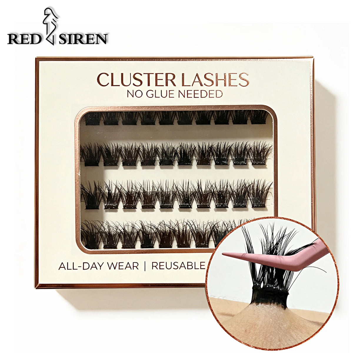 2‑5 Days Strong Hold Press On Cluster Lashes Wide Black Pre‑glued Band Self Adhesive Eyelashes NEW No Glue Need Lash Clusters