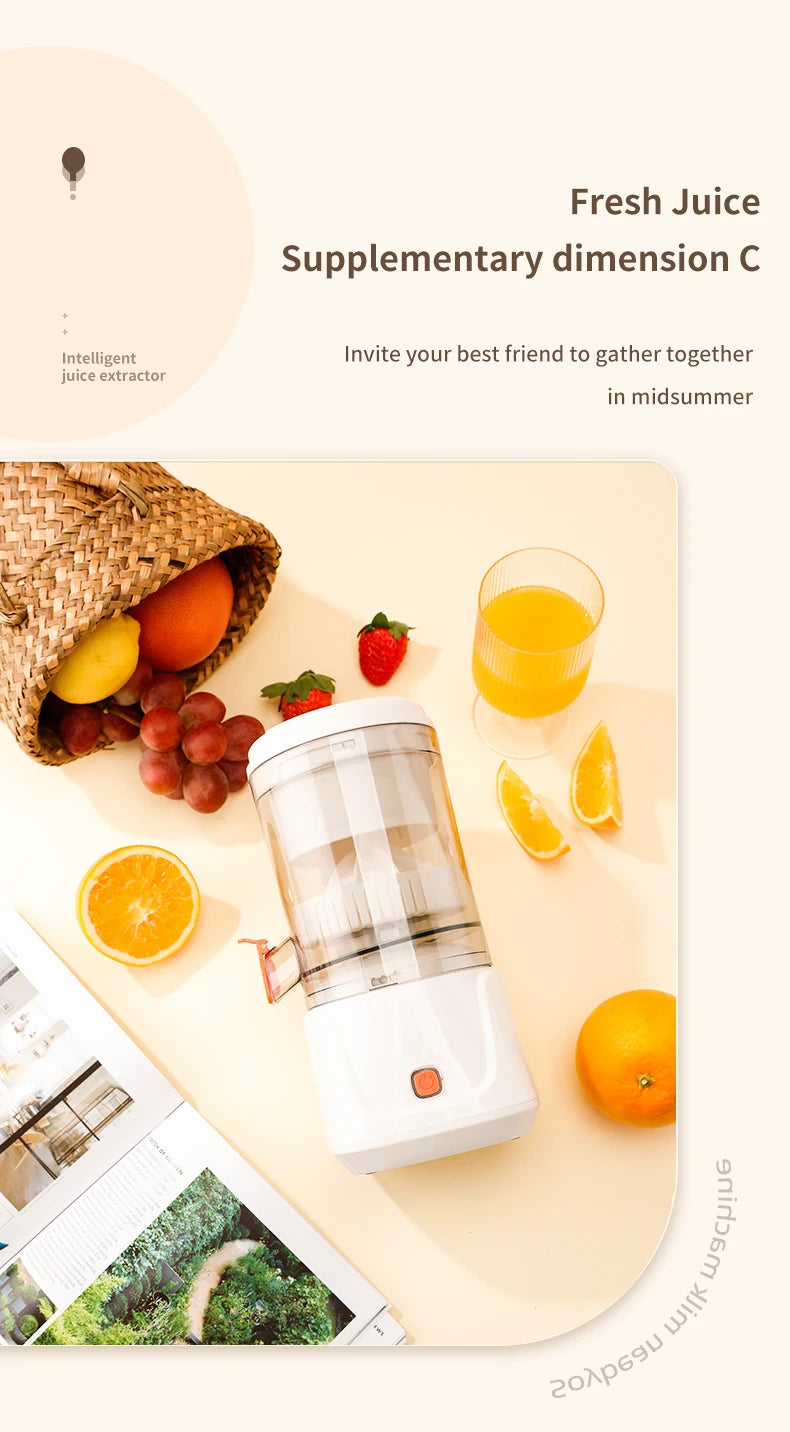USB Charging Portable Electric Juicer 7.4V Orange Lemon Fruit Blender Household Juice Squeezer Mixer Citrus Juicer for Travel