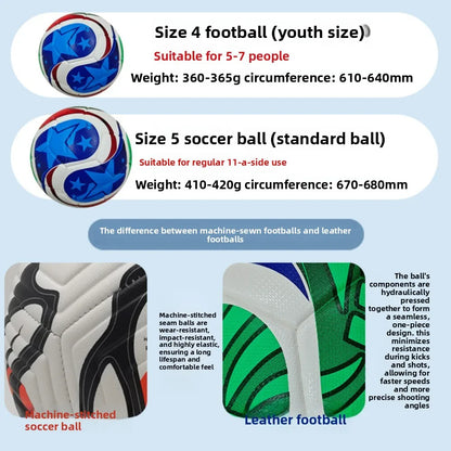 Size 5 Soccer Ball, 2026 Official Match Training Football, High Quality PU Material Seamless Durable, Gift for Kids Adults
