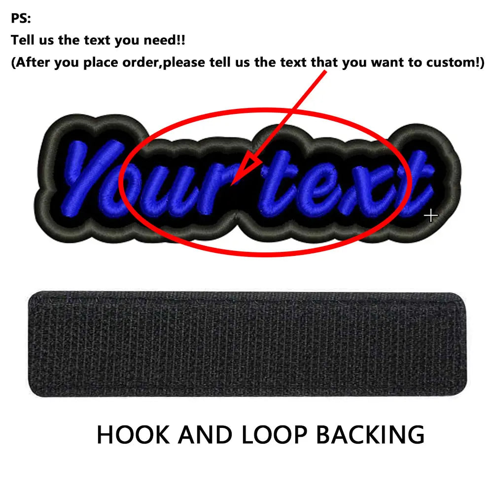 Custom Colorful Irregular Shape Embroidered Name Patch, Personalized Text Badge with Iron-On backing and Hook&Loop Backing
