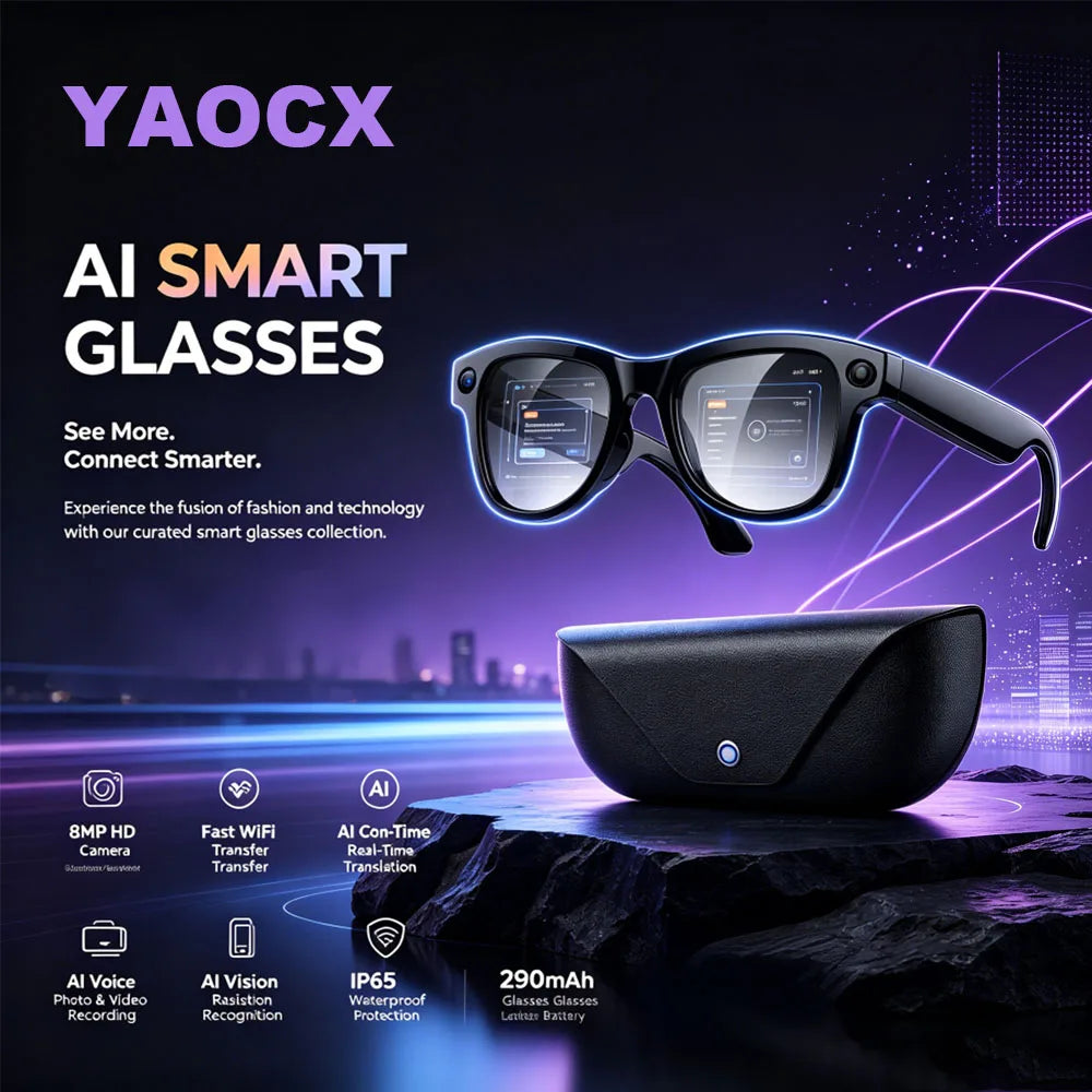 2026 New Smart Glasses Video Recording AI Dialogue Translation 800W HD Camera EIS Anti-Shake Shooting Smart Glasses Men Women