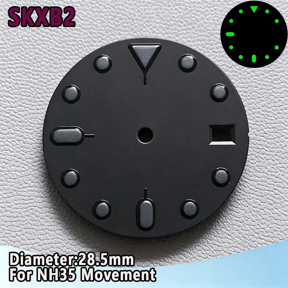 28.5mm NH35 Watch Dial Luminous Dials Single Calendar Dial Suitable For NH35 Movement Can Support DIY Dial Customization Logo