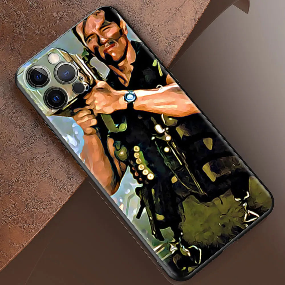 Mobile Phone Case For iPhone 14 15 11 12 13 16 Pro Max 16 Plus XS Black Soft Cover Coque Arnold Schwarzenegger Commando 1985