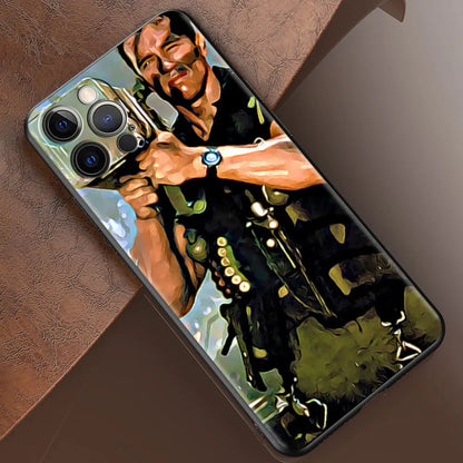 Mobile Phone Case For iPhone 14 15 11 12 13 16 Pro Max 16 Plus XS Black Soft Cover Coque Arnold Schwarzenegger Commando 1985