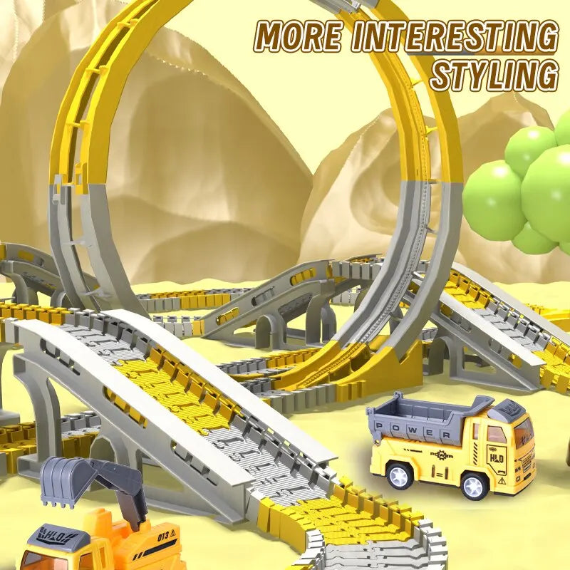 Kids Electric Track Toy Engineering Minin Car Set Puzzle Boy Toys Track Car Train Toys For Children Birthday Gifts