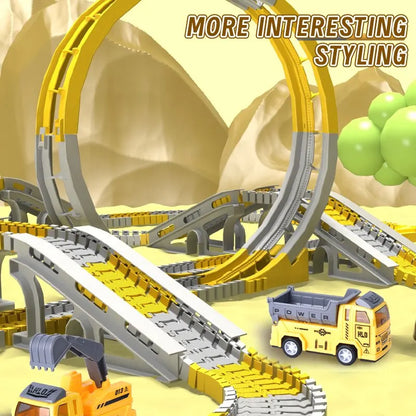 Kids Electric Track Toy Engineering Minin Car Set Puzzle Boy Toys Track Car Train Toys For Children Birthday Gifts
