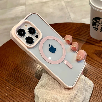 Luxury Transparent Magnetic Case For iPhone 16 15 14 13 12 11 Pro Max Plus For Magsafe Wireless Charge Shockproof Bumper Cover