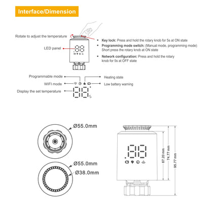 Tuya Zigbee Thermostatic Valve Radiator Zigbee Thermostat Smart Thermostatic Radiator Valve Head Temperature Controller Alexa
