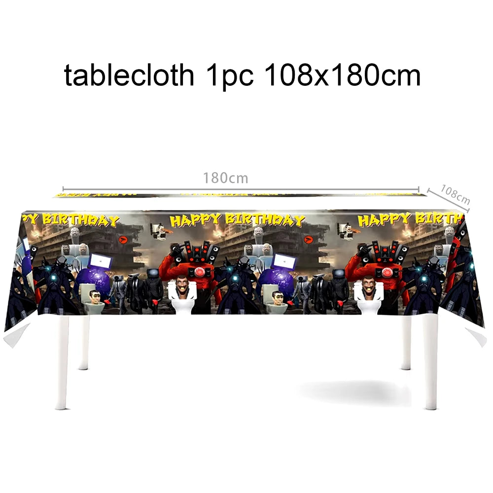 Skibidi Toilet Birthday Party Supplies Tablecloths Tableware Sets Plates Cups Napkins Skibidi Toilet Gifts Party Favors Balloons