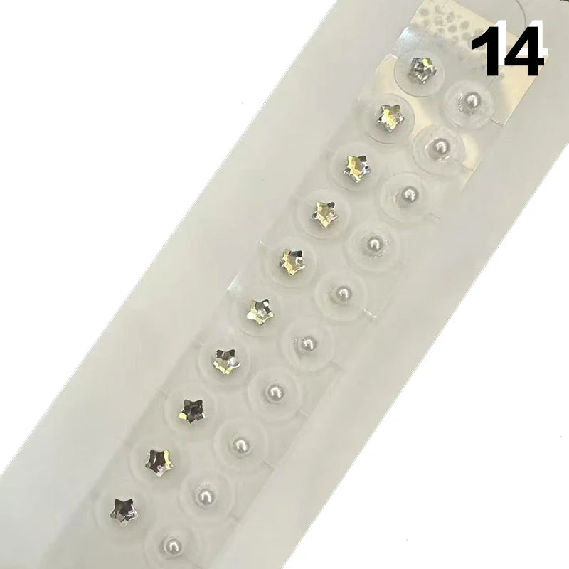 Fashion Bowknot Colorful Rhinestone Pearls Ear Point Stickers Ear Pressure Stick Acupuncture Auricular Ear Stickers Massage