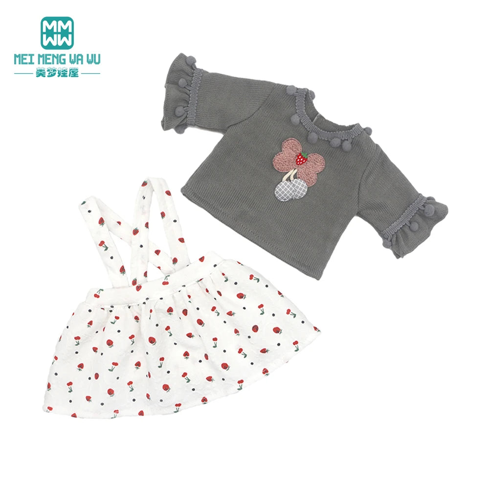 Fits 17-18inch American Doll and New Born Doll Clothes Fashion Dresses, Hooded Jumpsuit, Cardigan Strap Skirts Toys Gifts