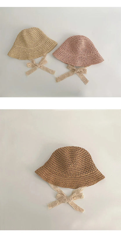 Korean style straw hat for little girls from 1 to 6 years old, sun protection, Korean style