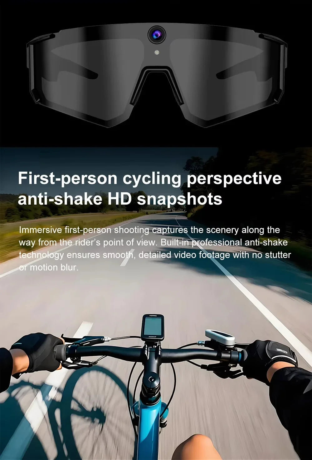 Lenovo 1600w AI Smart Camera Glasses Anti-shake 1080P Video Photo Cycling Sport ChatGPT Sunglasses DualMic 32GB Windproof Goggle