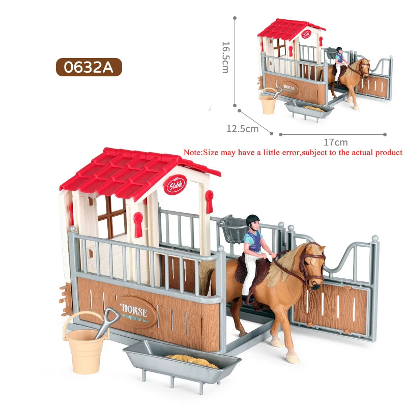 Oenux Farm Horse Race Model Action Figures DIY Equestrianism Horseman Animals Figurine Cute Education Collection Kids Toy Gift