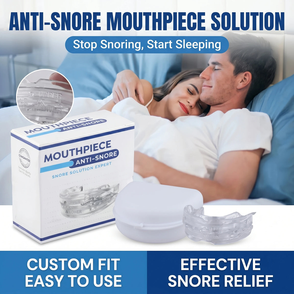 Adjustable Anti-Snoring Mouthpiece Nighttime Teeth Guard Sleep Mouthguard for Bruxism - Snoring Device for Better Rest