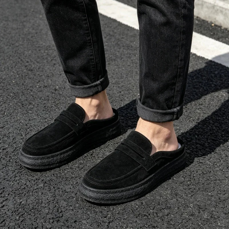 Summer Half Shoes Man Lazy Shoes Comfortable Soft Loafers For Men Moccasins Slip-on Mules Men's Casual Shoes Platform Slippers