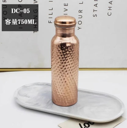 Pure Copper Handmade Water Bottle Metal Canteen Vessel for Yoga Outdoor Sports