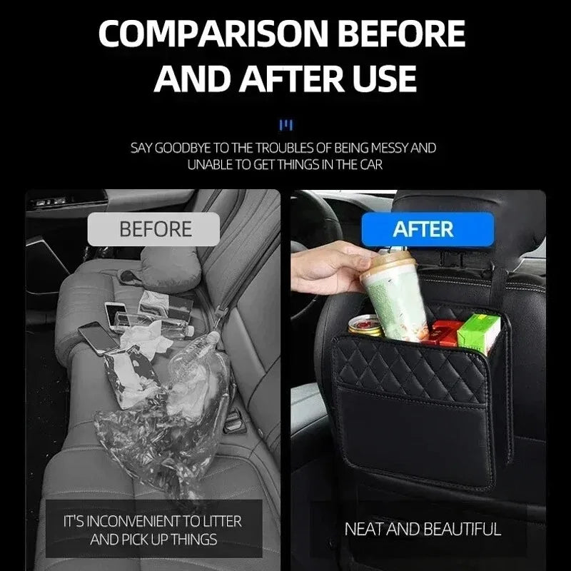 Storage and organization multifunctional car seat storage bag leather car storage bag garbage bag suitable for most car models