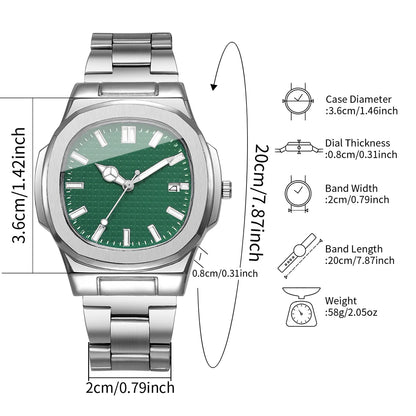 2/4PCS Fashion Men Business Watches Set Simple Square Mens Quartz Watch with Calendar Reloj Hombre（Without Box）