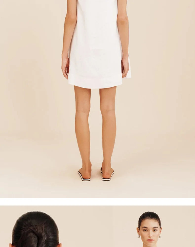 Classic Solid Color Cotton-Linen Women's Dress New Arrival Simple Sleeveless Tank Dress Casual Round-Neck Summer Dresses