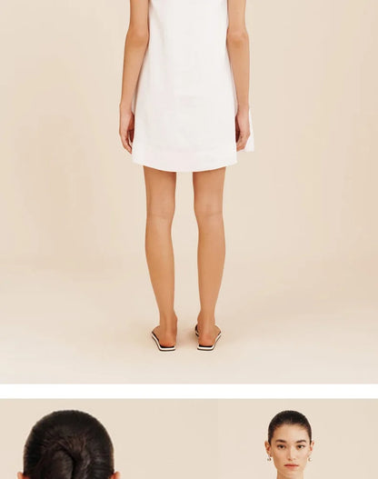 Classic Solid Color Cotton-Linen Women's Dress New Arrival Simple Sleeveless Tank Dress Casual Round-Neck Summer Dresses