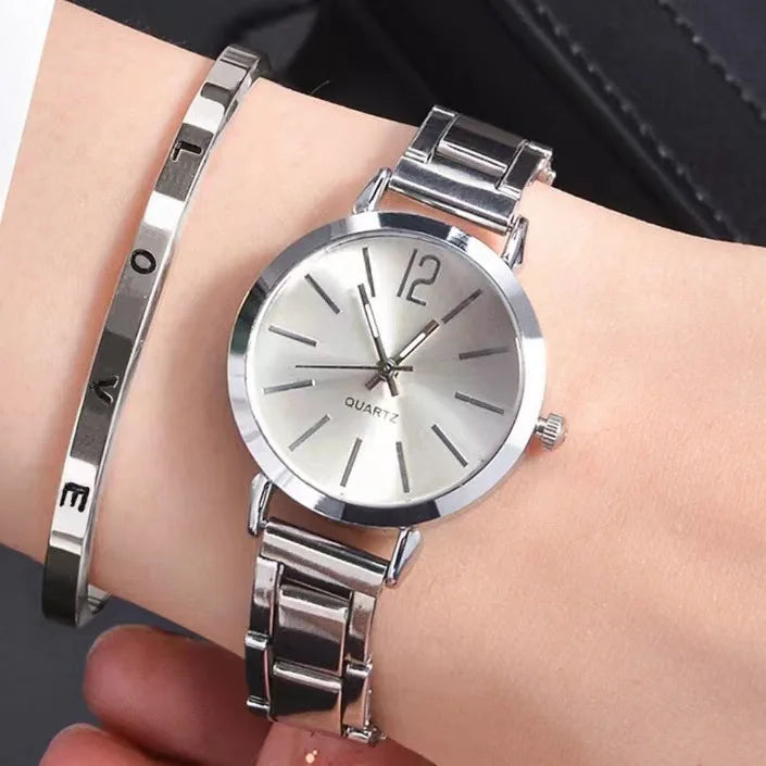 2PCS/Set Fashion Women Watches Small Dial Quartz Watch Luxury Ladies Wristwatch Bracelets Set Reloj Mujer