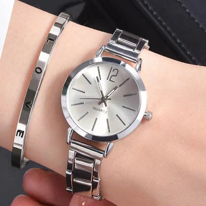 2PCS/Set Fashion Women Watches Small Dial Quartz Watch Luxury Ladies Wristwatch Bracelets Set Reloj Mujer