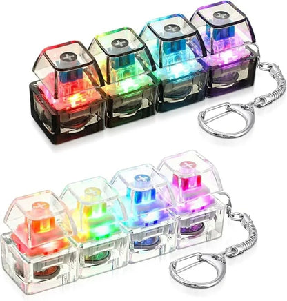 4-Button Fingertip Keyboard Keychain RGB Keyboard Fidget Toy with Lights for Stress Relief Decompression Calming Accessories