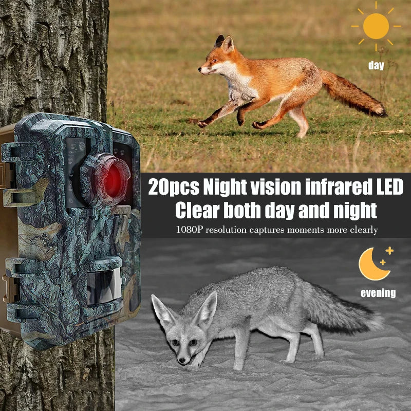 Hunting Trail Camera 16MP 1080P Wild Animal Detector Trail Camera HD Waterproof Monitoring Infrared Heat Sensing Night Vision