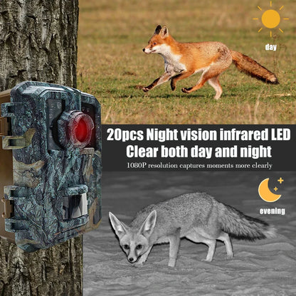 Hunting Trail Camera 16MP 1080P Wild Animal Detector Trail Camera HD Waterproof Monitoring Infrared Heat Sensing Night Vision