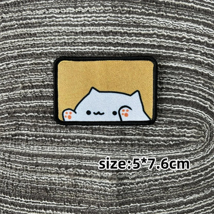 Cat Patch Embroidery on Clothes Cute Animal Morale Badge Tactical Equipment Hook and Loop Patches Backpack Stickers