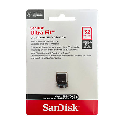 SanDisk Ultra Fit CZ430 128GB 256GB 512GB USB3.2 Flash Drive Read Speed Up To 400MB/s mini Pen Drive 64G 32G 130MB/s USB Stick