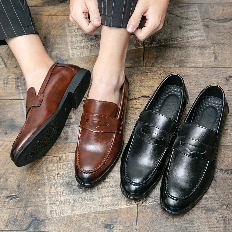 Classic Casual Business Shoes Men Formal Social Wedding Leather Shoes Men Slip On Office Leather Loafers Men's Dress Shoes