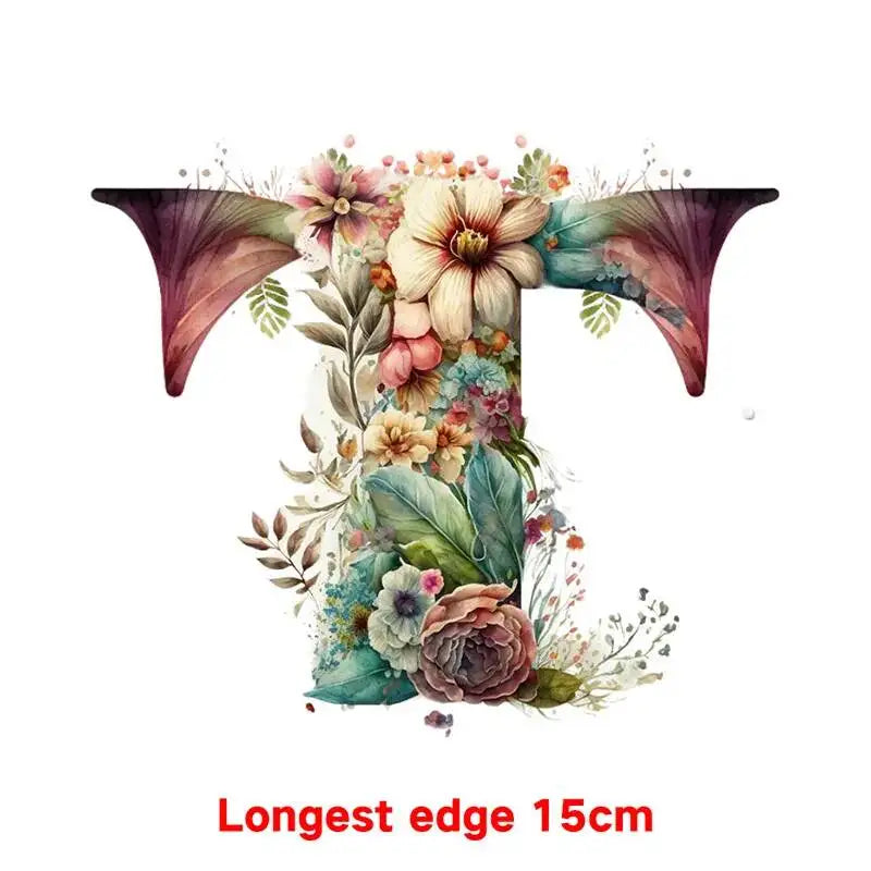 15cm Cartoon Flower Alphabet Heat Transfer Heat Press Printed Accessories PatchDIY children's clothing decoration sticker