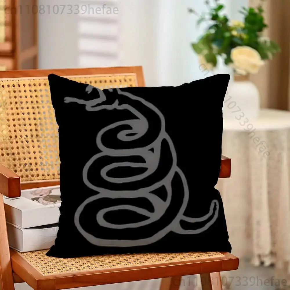 M-Metallica Band Pillow Cases for Bedroom Living Room Sofa Home Decor Polyester Cushion Cover with Zipper