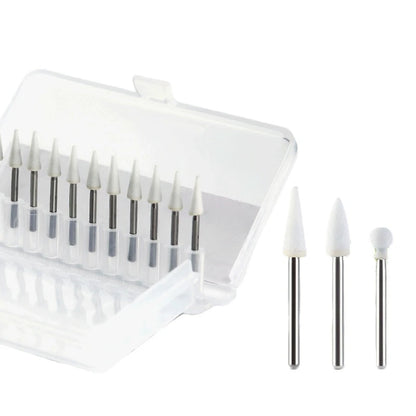 JUMTOP 12Pcs/Bag Dental Flame Cone Round White Stone Polisher FG Burs