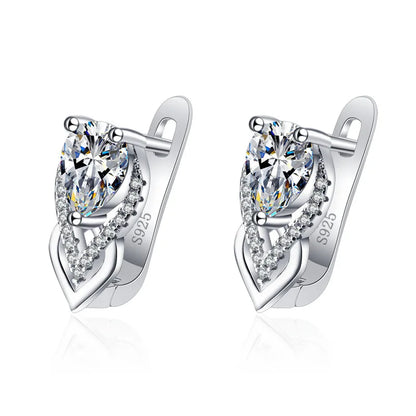 925 Sterling Silver Earrings Jewelry High Quality Retro Simple Pattern Purple White Zircon Earrings Hot Sale