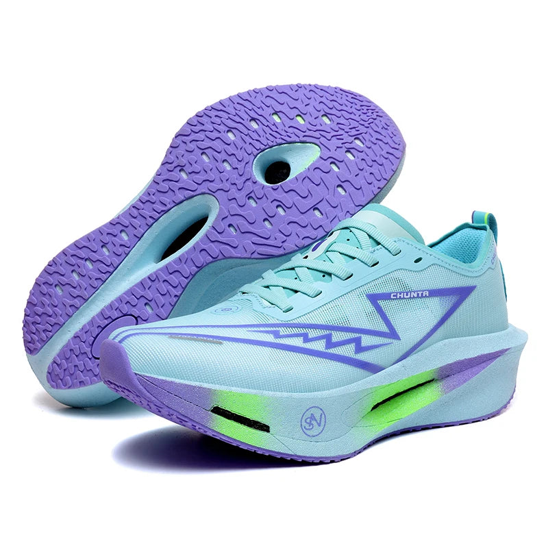 Men's Carbon Plate Breathable Mesh Running Shoes, Women's Marathon Shock-Absorbing and Anti Slip Chunta Sports Shoes