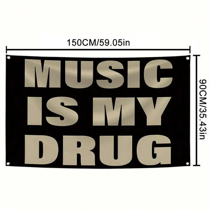 MUSIC IS MY Music Abstract Cartoon Art Design Tapestry Color Wall Hanging Flag For Bedroom Living Room Dorm Halloween Party