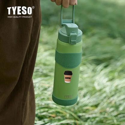 TYESO 750ML Double Wall Insulated Water Bottle Hot Water 304 Stainless Steel Flask for Fitness Outdoor Hiking Coffee Sticker
