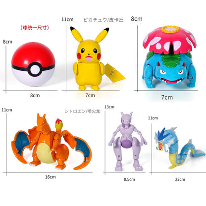 Figure Pokemon ball Toy deformed Pikachu Charizard Venusaur Blastoise Gyarados tomy Action Figurine pokeball poke children gift