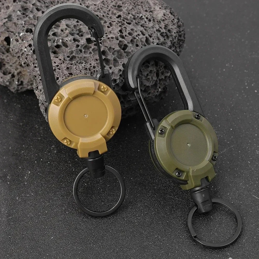 1Pcs Heavy Duty Retractable ID Badge Reels with Carabiner – Anti-Theft Keychain for Work, Hospital & Outdoor
