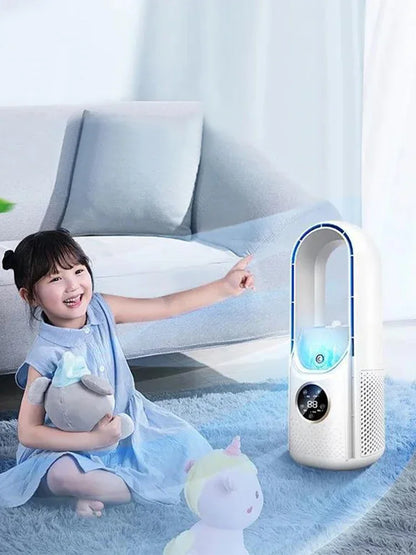 Portable Mini Air Conditioner USB Air Cooler Bladeless Electric Fan 6-speed Silent Timed Air Conditioner Cooling Fan
