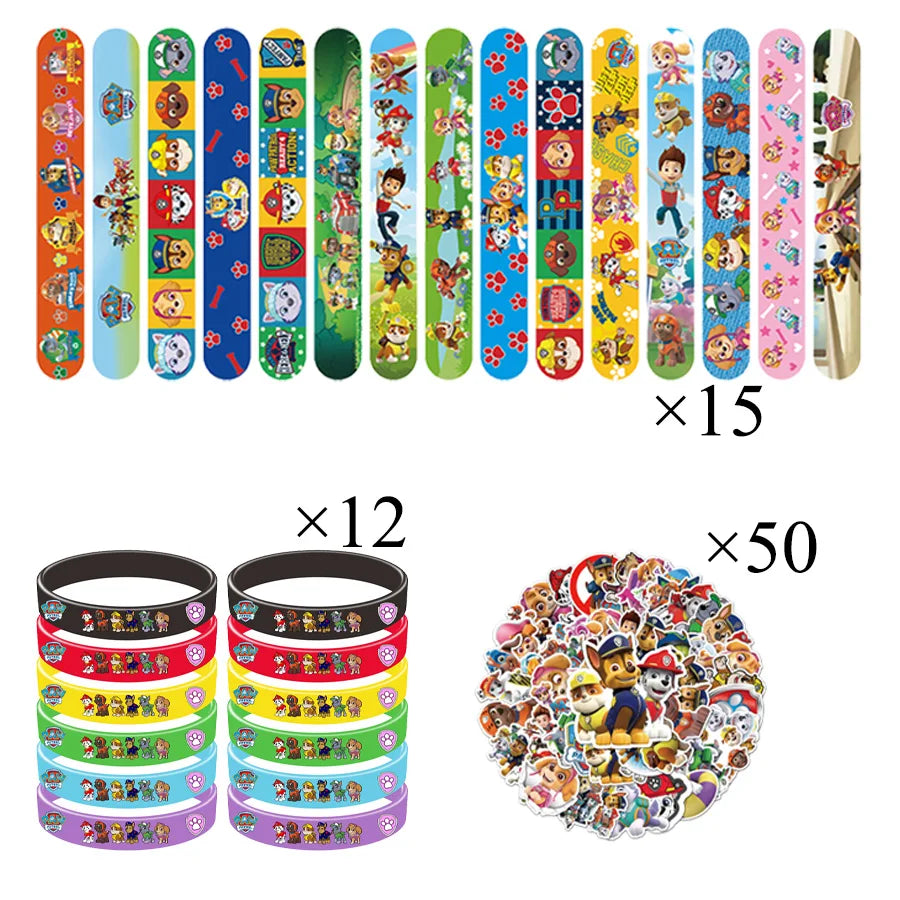 Paw Patrol Party Favors Slap Bracelet Stamps Keychains Gift Bag Stickers Birthday Party Decoration Christmas Stocking Fillers