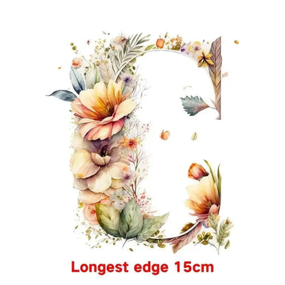 15cm Cartoon Flower Alphabet Heat Transfer Heat Press Printed Accessories PatchDIY children's clothing decoration sticker